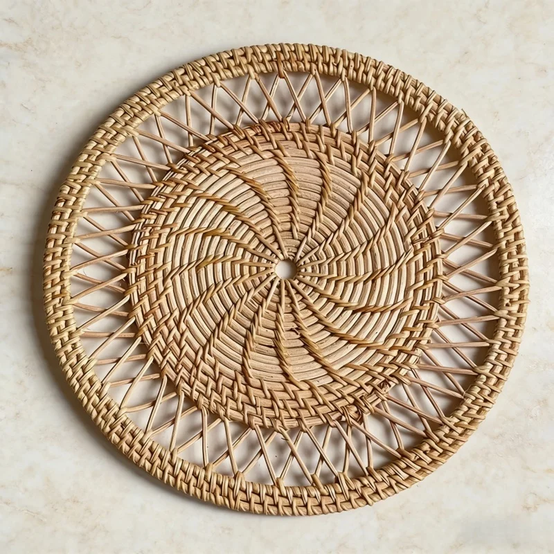 Rattan Plant Basket - Vassoio rotondo in vimini, decorazione da