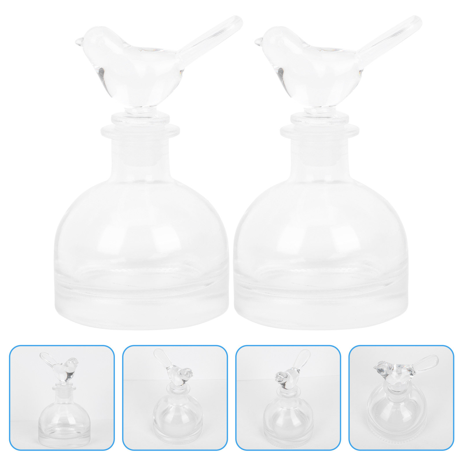 Home Decor Glass - 2 bottiglie di profumo in vetro,