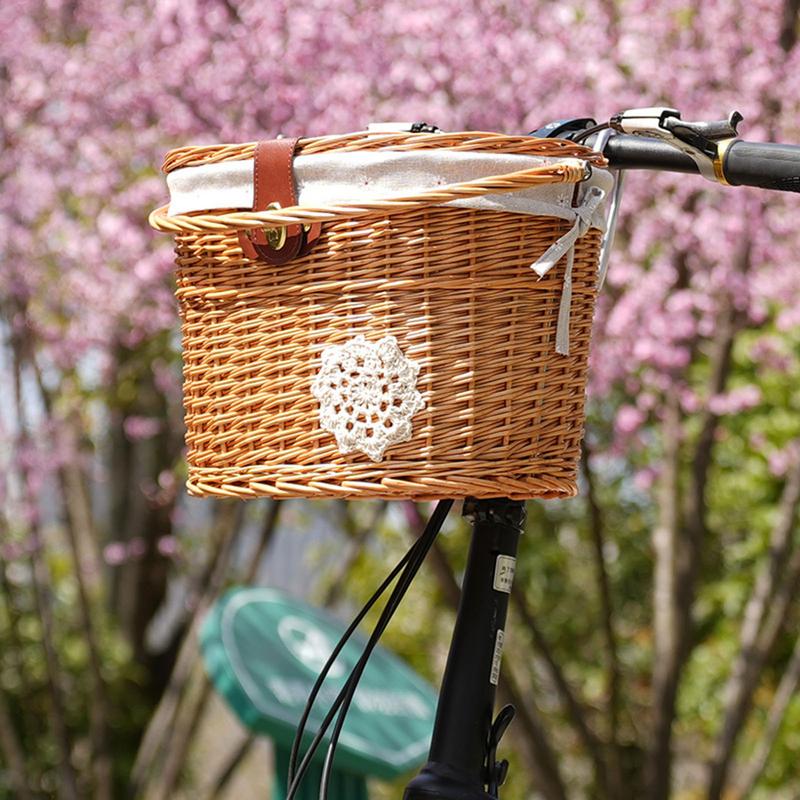 Rattan Plant Basket - Cestino per bicicletta in vimini Cestino