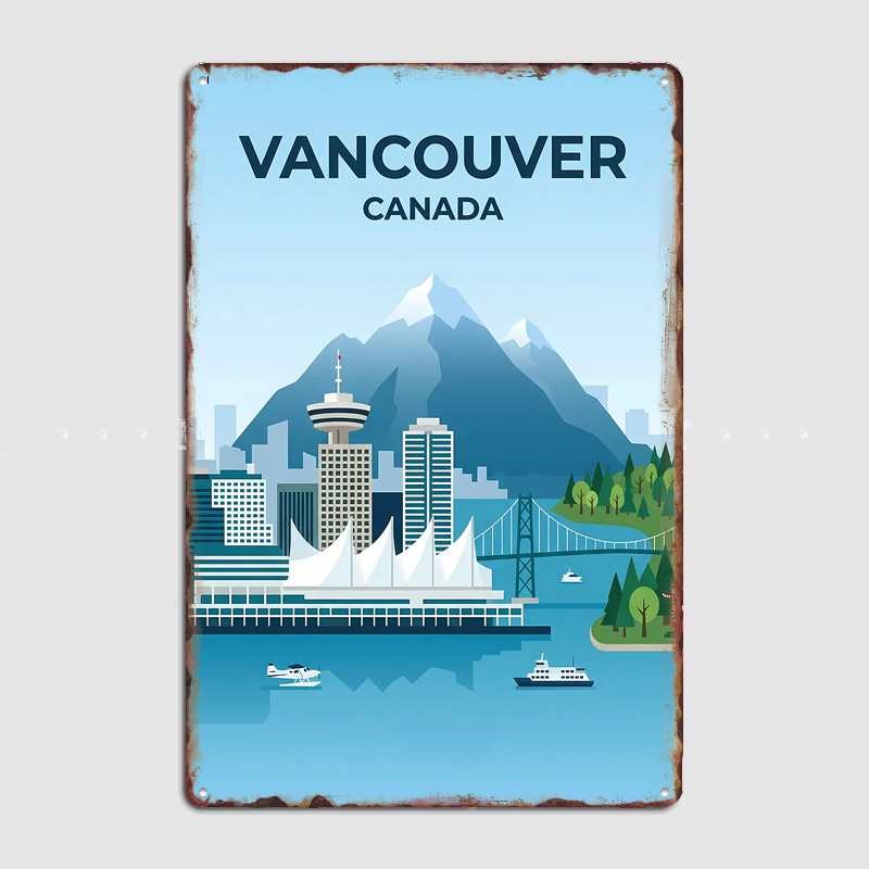 Home Decor Vancouver - Poster Vintage con Skyline di Vancouver,