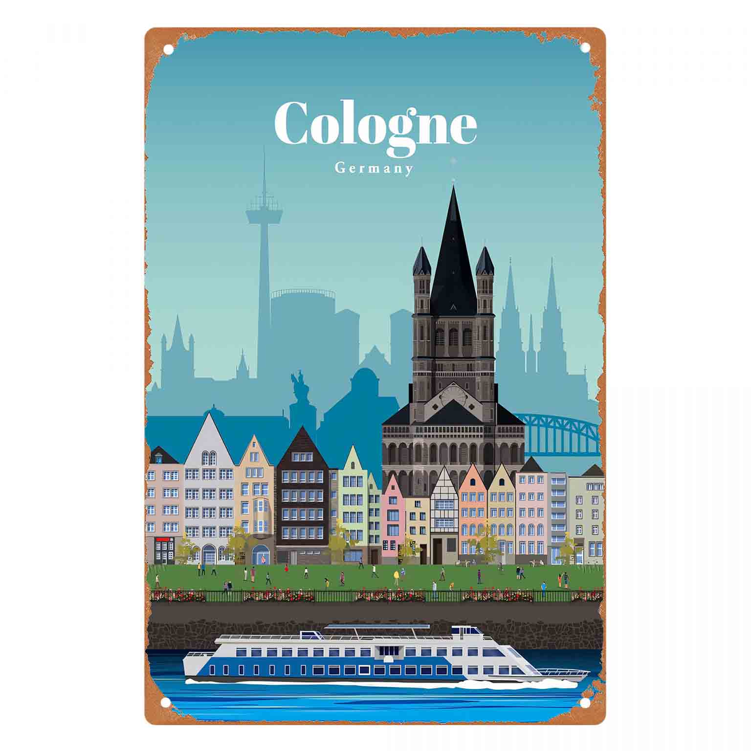 Germany Home Decor - Insegna da parete in metallo 2D