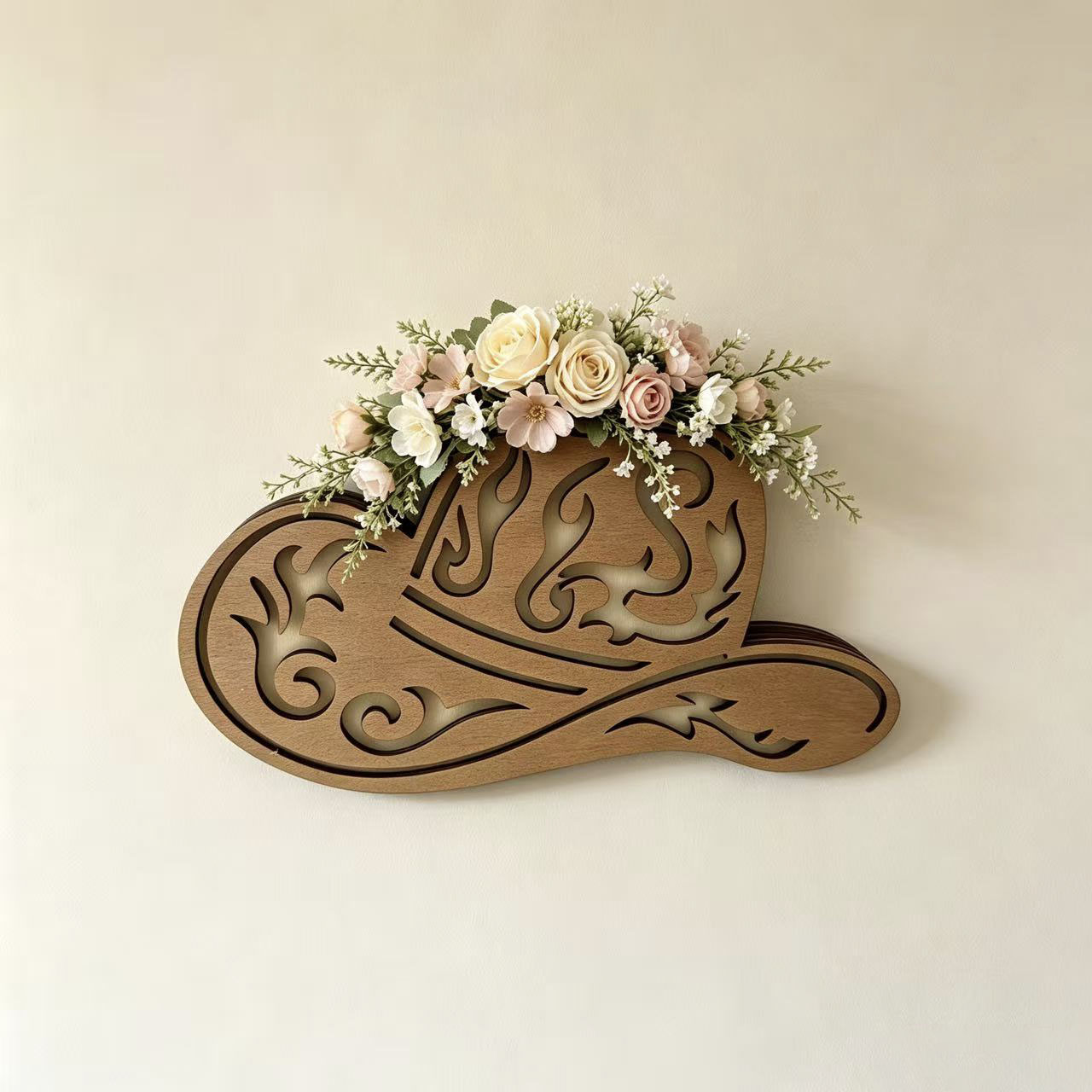Home Decor Vase With Flowers - Decorazioni da Parete in Legno a
