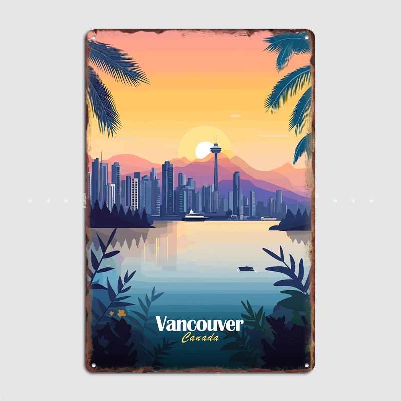 Home Decor Vancouver - Poster Vintage con Skyline di Vancouver
