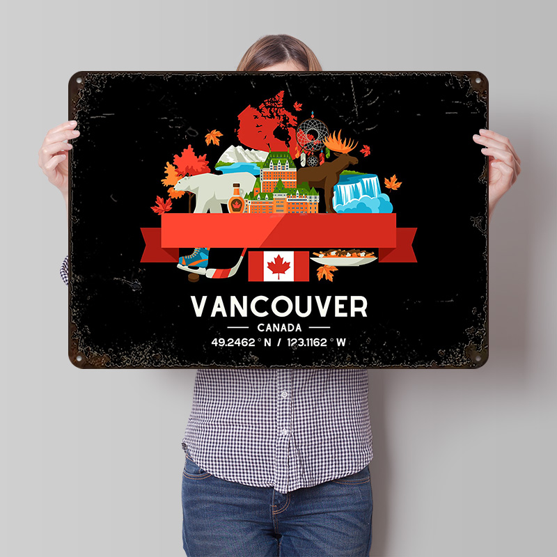Home Decor Vancouver - Poster Stampato della Mappa di Vancouver,