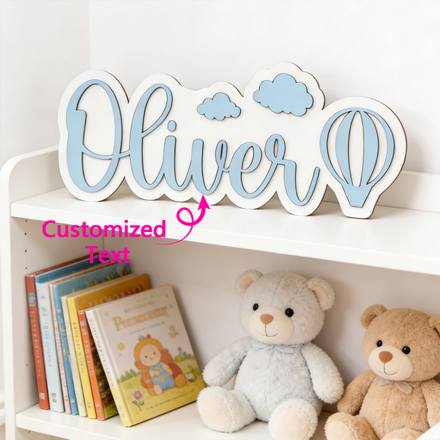 Home Christmas Decor - Insegna Personalizzata per Cameretta con Mongolfiera