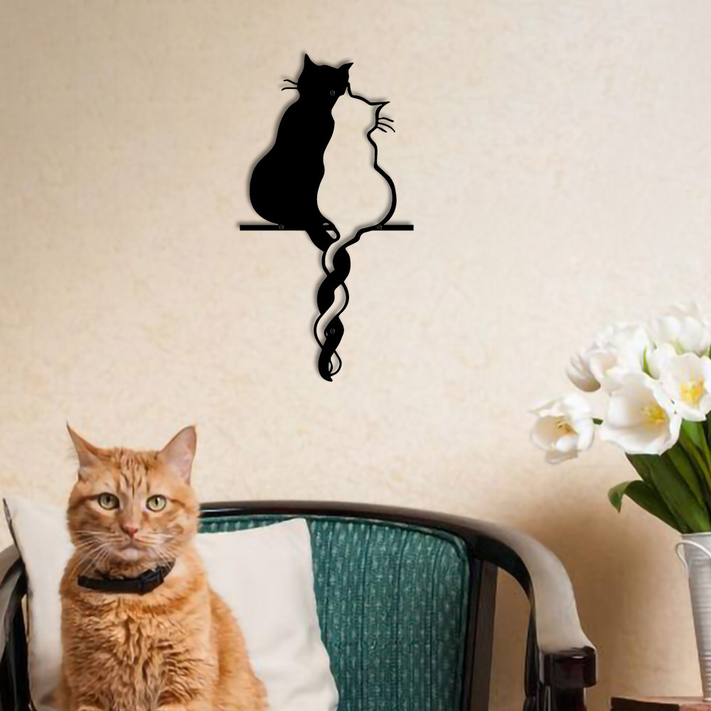 Home Decor Y2K - Amanti del metallo Gatto Wall Art
