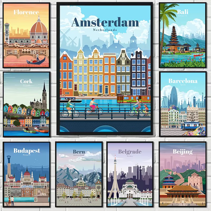 Home Decor Vancouver - Dipinto di Diamanti Amsterdam Tokyo Londra